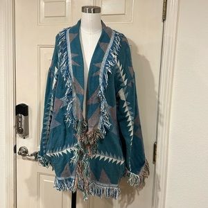 Vintage fringe southwest style shacket